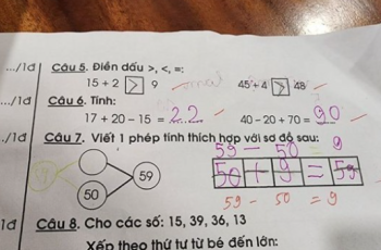 Con làm toán 50 + 9 = 59 bị cô gạch sai, mẹ tức tốc đi hỏi, 100% mọi người đều nói: Cô đúng!