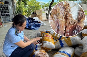 Rùng mình phát hiện 700kg mực khô hư hỏng, bốc mùi chất đống trên vỉa hè Đà Nẵng