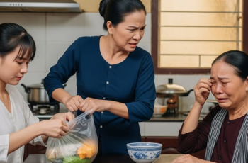 Mẹ đẻ lên chơi, mẹ chồng làm cỗ to tiếp đãi, lúc về tôi lén gói cho bà ít đồ ăn thừa mang về thì mẹ chồng lao đến giật lại tưởng bà cất đi nhưng nào có ngờ