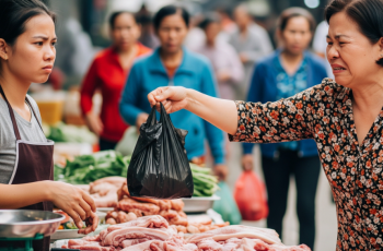 Sáng nào cũng 4h giờ đã đi lấy thịt lợn về đem ra chợ bán, chồng ở nhà ngủ đến 10h trưa mới dậy nấu cơm, một hôm chị hàng xóm đến tận nơi xưng xỉa đặt vào tay tôi một túi bóng đen