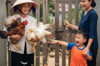 Sáng sớm bảnh mắt ra đã thấy mẹ đẻ đến ngồi ngay ở trước cổng, tay cầm 2 con gà, 1 con vịt Sáng sớm bảnh mắt ra đã thấy mẹ đẻ đến ngồi ngay ở trước cổng, tay cầm 2 con gà, 1 con vịt